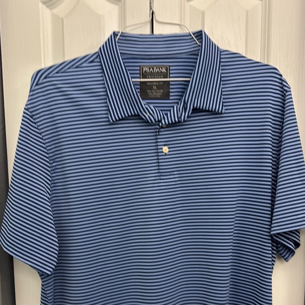 Jos A. Bank Men's Blue Striped Polo Shirt XL